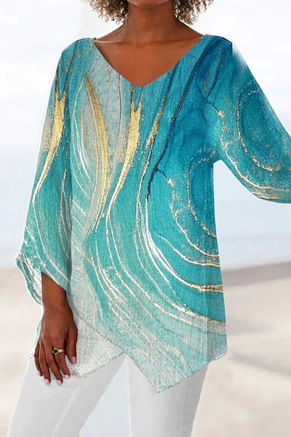Miranda | Femme Blouse Fluide avec Décolleté en V