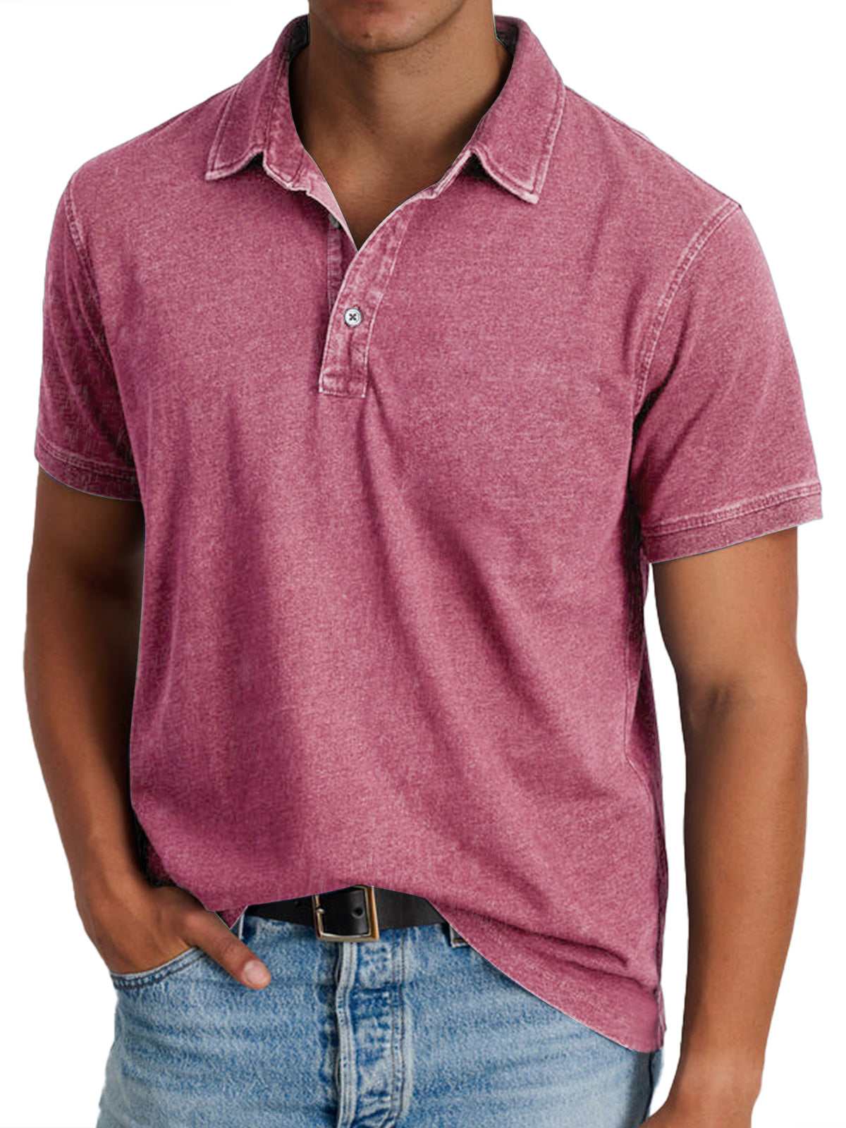 Koos | Homme Polo en Coton avec Aspect Denim Usé