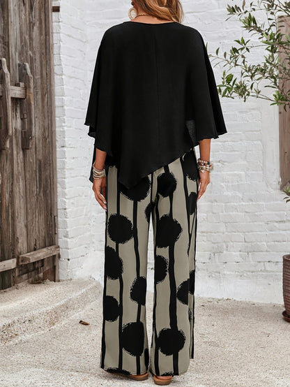 Albertina | Ensemble Boho Femme avec Top Asymétrique et Pantalon Large