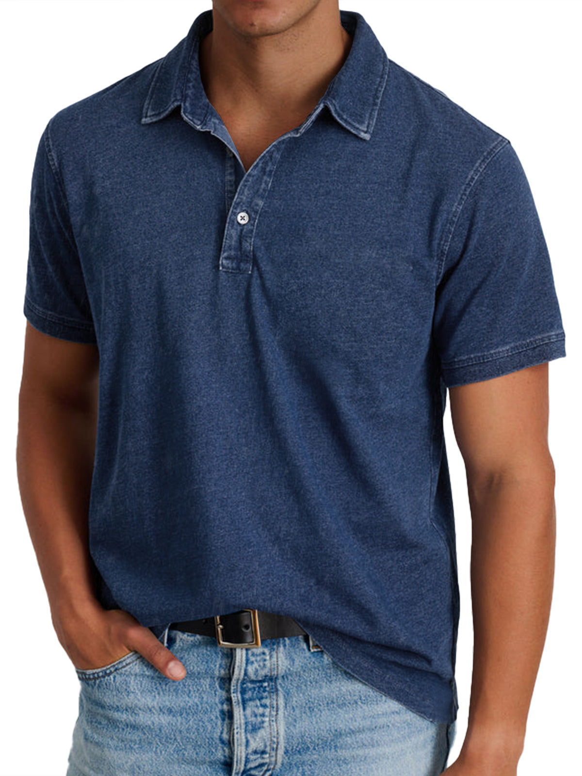 Koos | Homme Polo en Coton avec Aspect Denim Usé