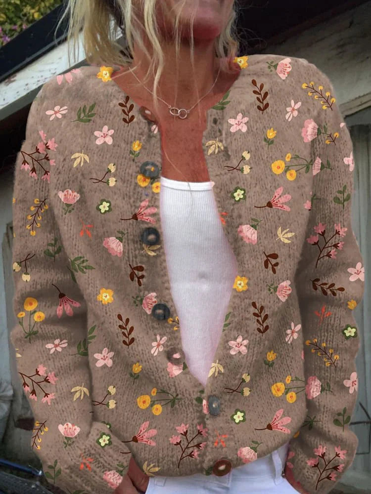 Irma | Femme Gilet en Tricot avec Imprimé Floral