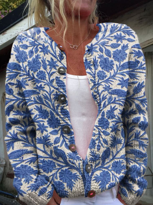 Irma | Femme Gilet en Tricot avec Imprimé Floral