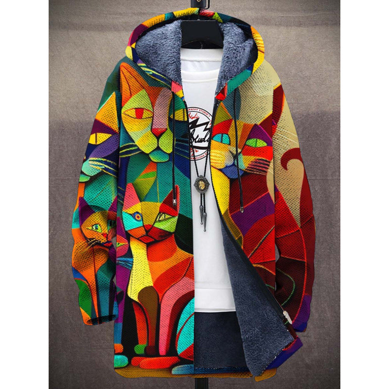 Elandra | Homme Veste en Tricot avec Imprimé Artistique
