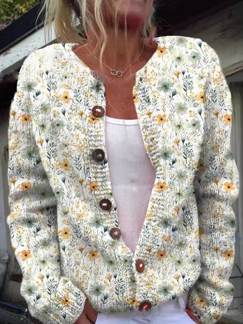 Irma | Femme Gilet en Tricot avec Imprimé Floral