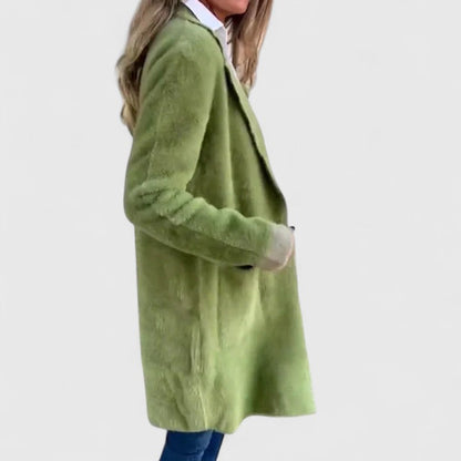 Celia | Femme Veste Longue Cintrée avec Col à Revers
