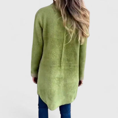 Celia | Femme Veste Longue Cintrée avec Col à Revers